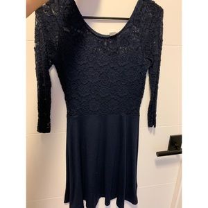 H&M Navy Long Sleeve Lace Dress